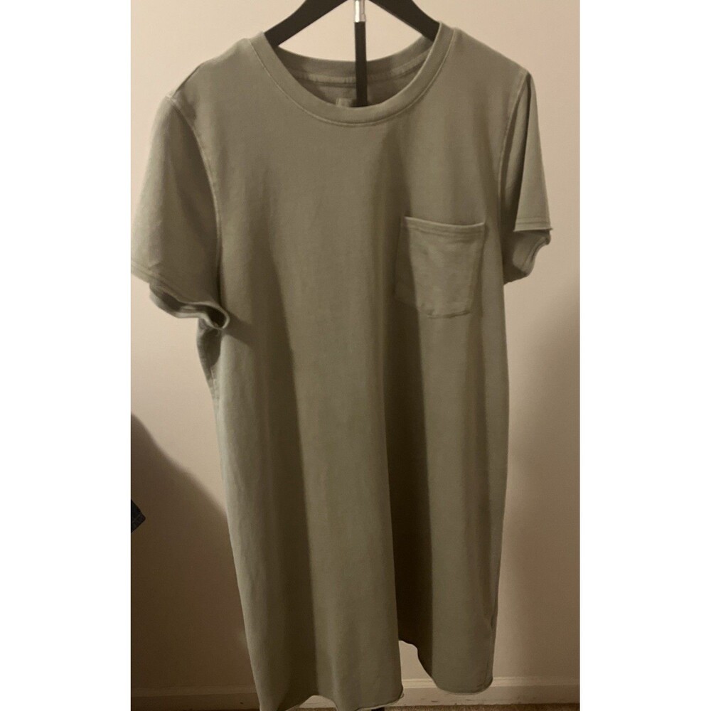 TXS By Supply And Thread Sage Green Crewneck Dress Frayed Hem